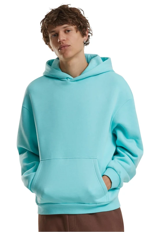 Build Your Brand Men's Hooded Sweatshirt, Beryl Blue, 3XL