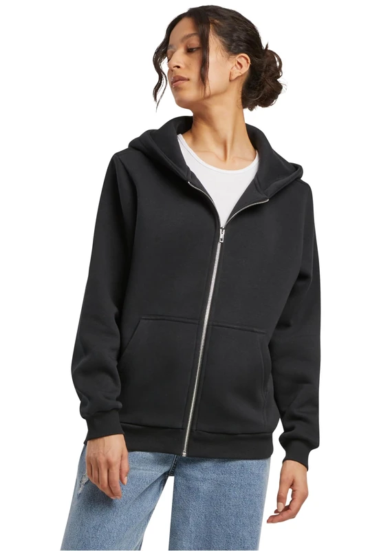 Build your Brand Women's Fluffy Zip Hoody, Cosy Hooded Jacket in Relaxed Fit, Basic for Everyday and Leisure, black, XS