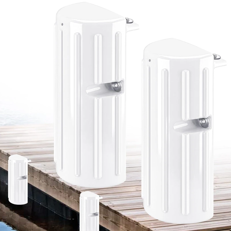 Dock Fender Boat Dock Bumpers for Edge or Side,Marine Fender Bumper Guard,Vertical Protection,Soft Vinyl Durable Construction,Includes Mounting Hardware,2 Pack-White