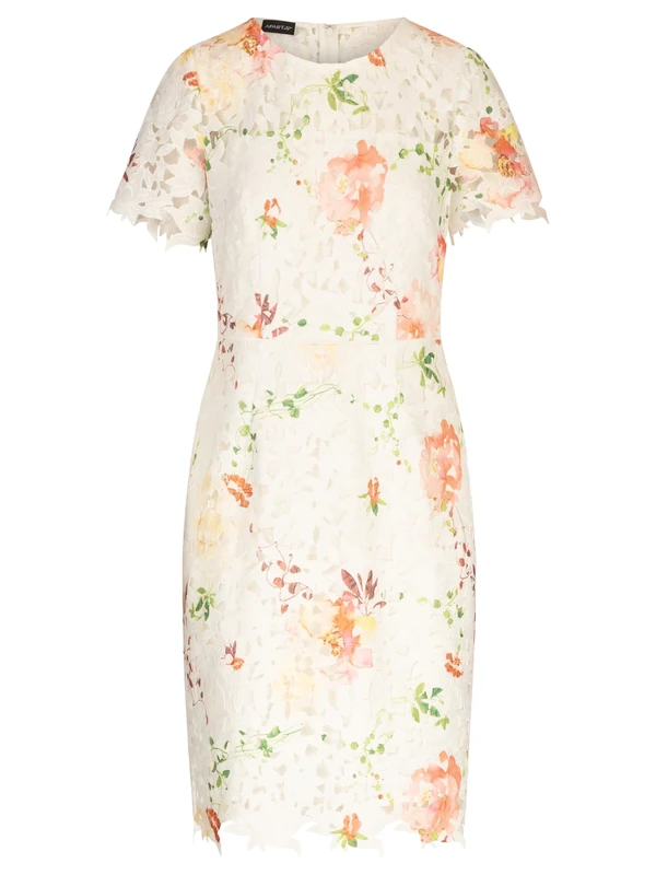 Apart Lace Dress Made of Lace, All-Over Printed, Cream-Multicoloured, 8 - Image 1