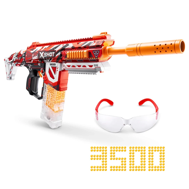 XSHOT Hyper Gel HPG-700, a Semi and Fully Automatic Blaster with 3,500 Hyper Pellets and a 700 capacity magazine. Protective eyewear included. Ages 14 & up by ZURU.