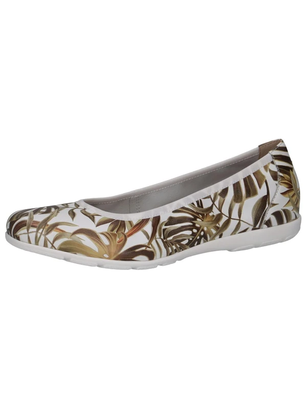 CAPRICE Women Ballet Flats Leather Flat, Multicolor (White Graffiti), 4 UK