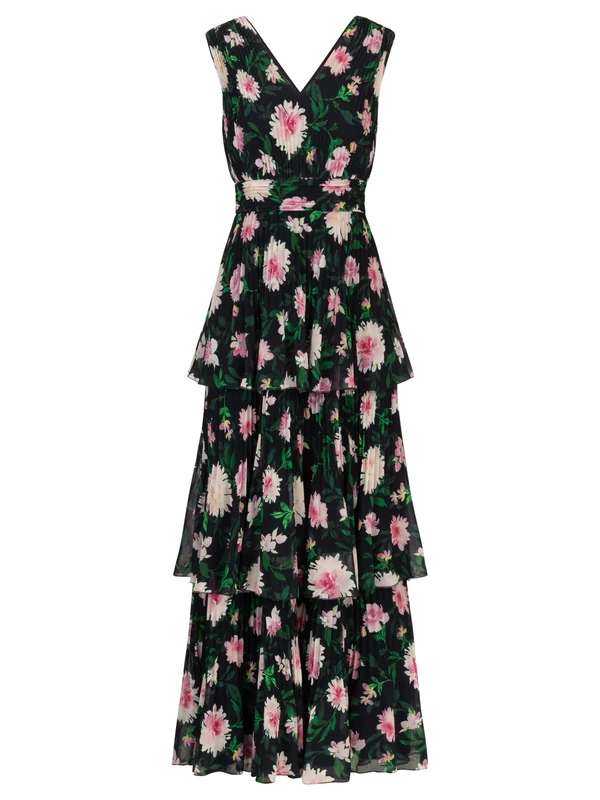 APART Fashion Women's Abendkleid Dress, Midnight Blue-Multicoloured, 14