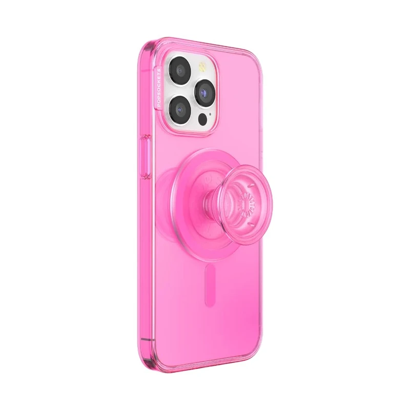 PopSockets iPhone 15 Pro Max Case with Round Phone Grip Compatible with MagSafe, Phone Case for iPhone 15 Pro Max, Wireless Charging Compatible - Baeby Pink Translucent