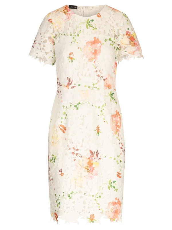 APART Fashion Women's Spitzenkleid Cocktail Dress, Cream-Multicoloured, 18
