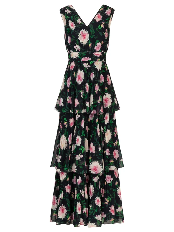 APART Fashion Women's Abendkleid Dress, Midnight Blue-Multicoloured, 12