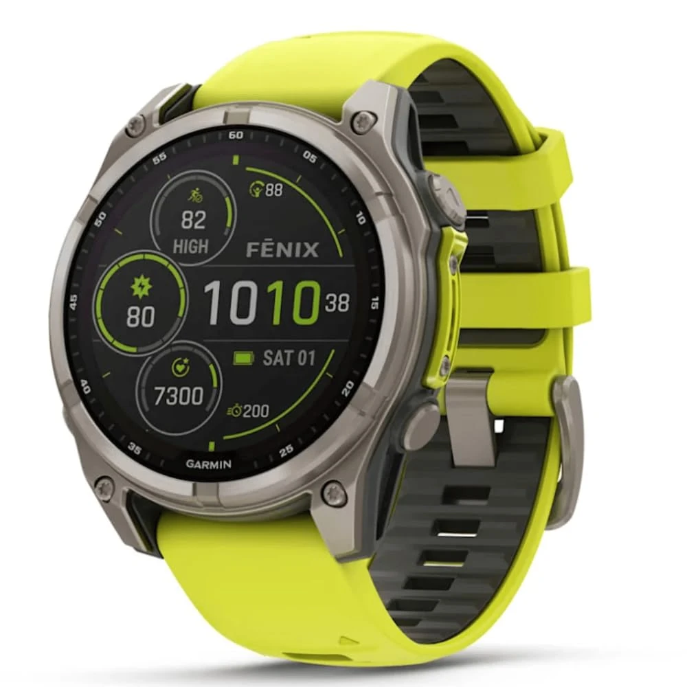 GARMIN FENIX 8-47 MM, SOLAR, SAPPHIRE TITANIUM WITH AMPYELLOW/GRAPHITE SILICONE BAND