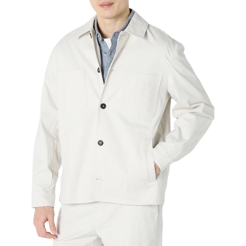Amazon Essentials Men's Relaxed-Fit Stretch Cotton Utility Jacket, Stone, M