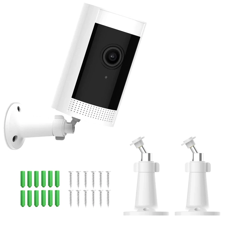 Ring Camera Mount 2 Pack, Wall Mount for Ring Stick Up Camera Mounting Bracket, Adjustable Wall Mount Bracket Compatible with Ring Plug-In/Ring Indoor Cam (1st Gen) & Other 1/4” Screw Security Cameras