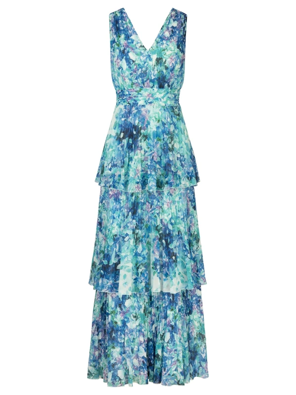 APART Fashion Women's Abendkleid Dress, Turquoise-Multicoloured, 20