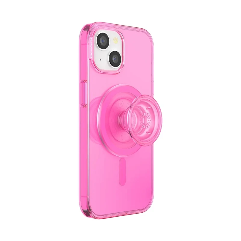 PopSockets iPhone 15 Case with Round Phone Grip Compatible with MagSafe, Phone Case for iPhone 15, Wireless Charging Compatible - Baeby Pink Translucent