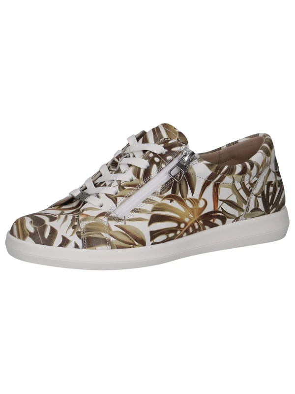 CAPRICE Women's Flat Leather Sneakers Low Top, Multicolor (White Graffiti), 7.5 UK - Image 1