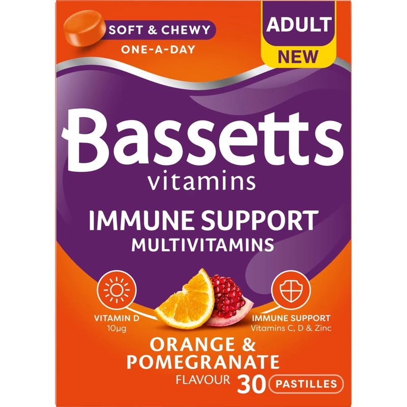 Bassetts Vitamins Adult Orange & Pomegranate Flavour Immune Support Multivitamins 30 Gummy Pastilles