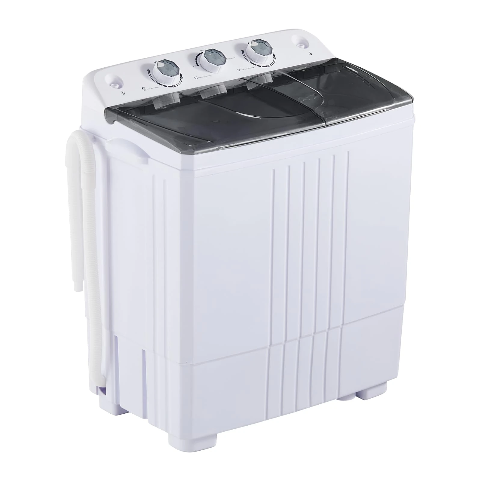 TUKAILAi Twin Tub Washing Machine 6KG Total Capacity 4.5KG Washer 1.5KG Drying, Portable Mini Washing Machine with Timer Control and Drain Pipe, for Apartment Dorms Camp