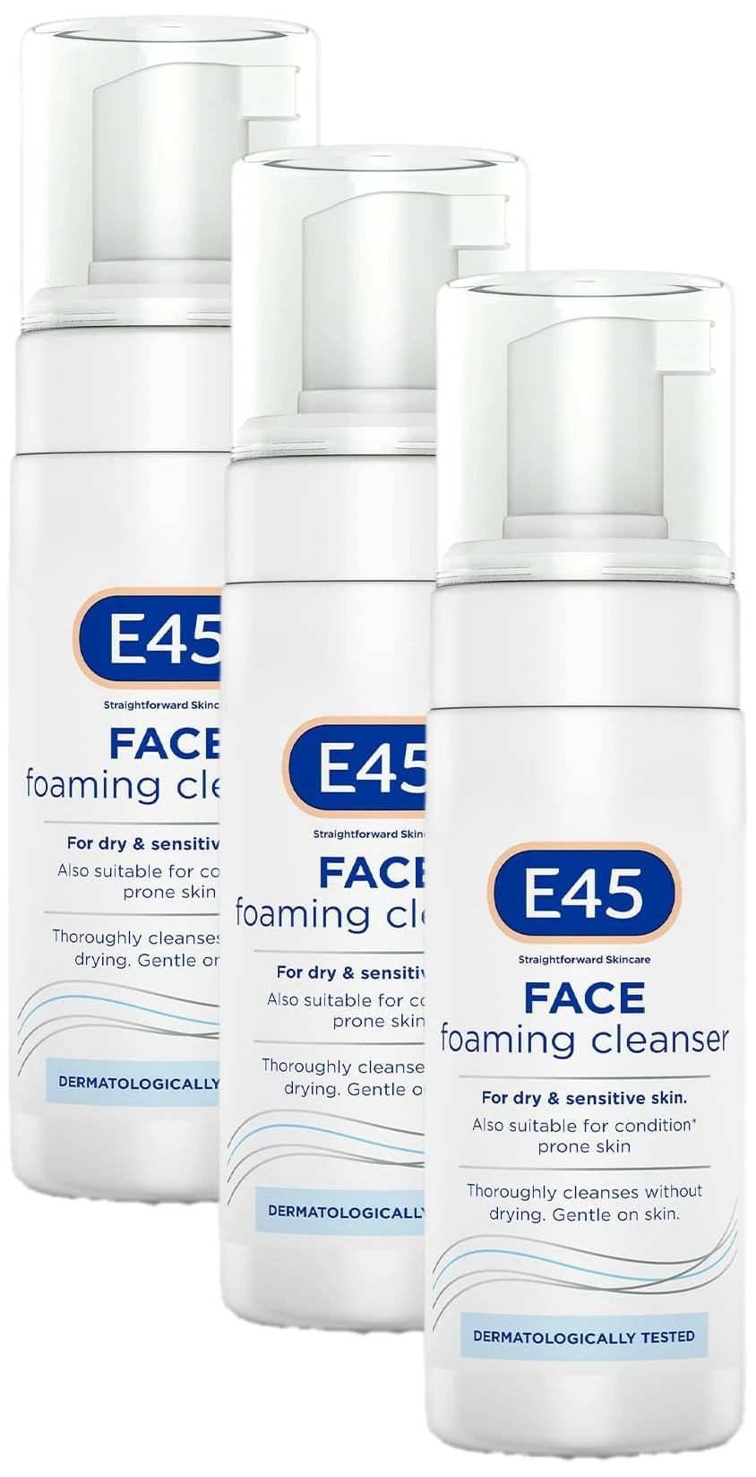 E45 Face Wash Foaming Cleanser – Daily Face Cleanser for Dry and Sensitive Skin – Gentle Facial Cleanser – Removes Excess Oil and Makeup for Clean, Soft Skin - Skin Care Facewash for Women & Mens Skin