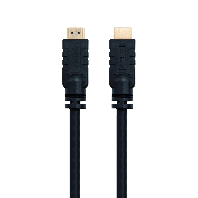 HDMI v1.4 cable with support for High Speed and Ethernet Channel (HEC), Type A male to male connectors, length of 15 meters, ideal for long distance connections without loss of quality.