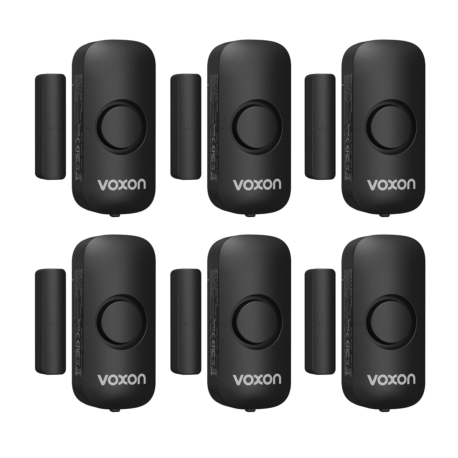 VOXON Wireless Door and Window Alarm Sensor 6 Pack 2 Modes Magnetic Window Door Burglar Alarm with 100dB Loud for Kids Safety Home Shop Security