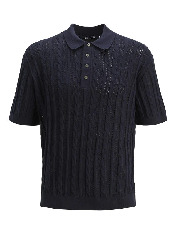 JACK & JONES Men's Jprblamason Knit Polo SS, Night Sky, M