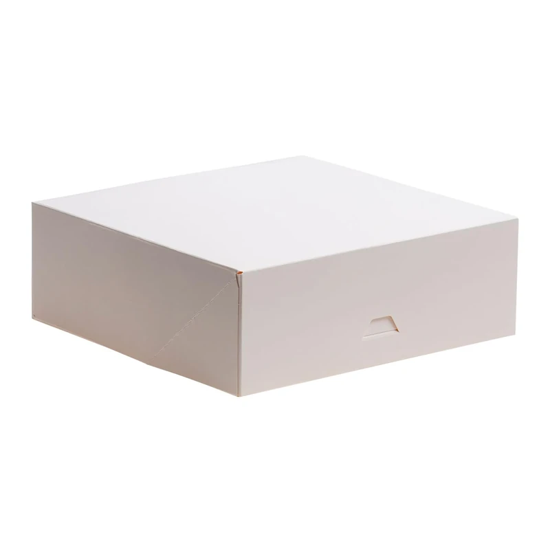 dekora - Cake Boxes 28x28x8cm - Sturdy Pastry Boxes - Easy to Assemble and Reusable - Eco-Friendly Cardboard Made from Vegetable Fibre - Pack of 50 Boxes - White Colour