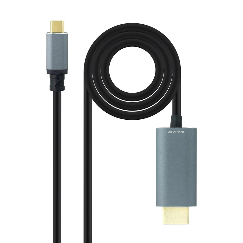 USB-C male to HDMI male converter cable that allows a resolution of 8K@60Hz, with a length of 1.8m, ideal for connecting devices with USB-C output to displays with HDMI input.