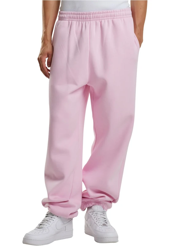 Build your Brand Men's Fluffy Jogging Bottoms, Casual Jogging Bottoms in Loose Fit, Sizes S - 5XL, Soft Pink, 5XL