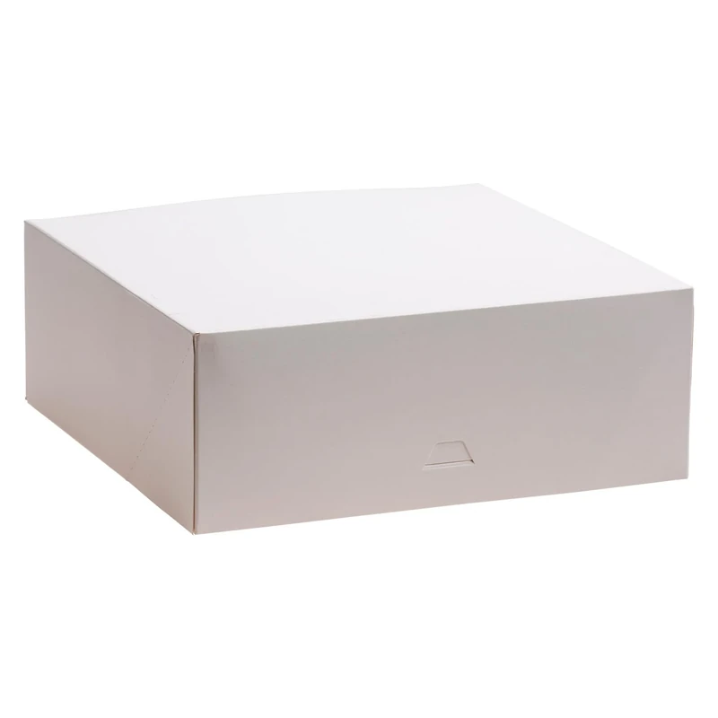 dekora - Cake Boxes 32x32x10 cm - Sturdy Pastry Boxes - Easy to Assemble and Reusable - Eco-Friendly Cardboard Made from Vegetable Fibre - Pack of 50 Boxes - Colour White