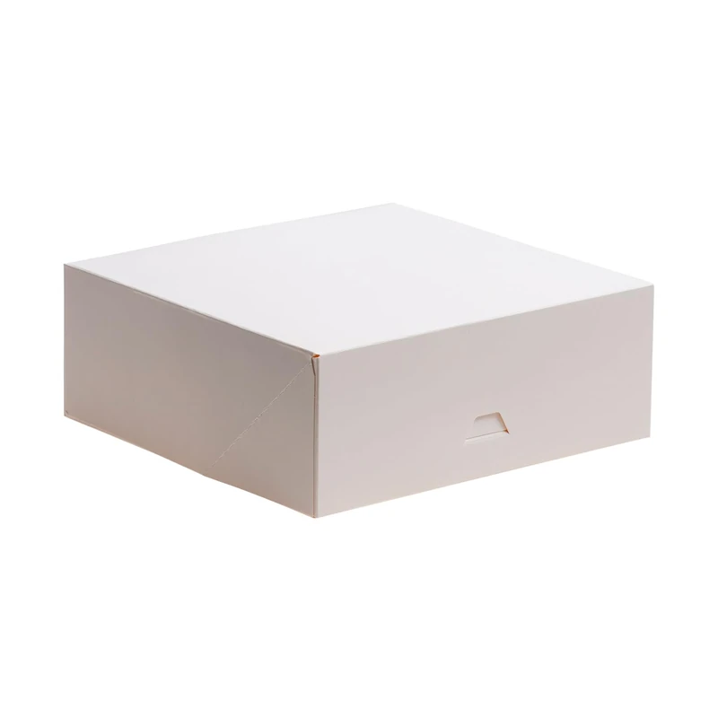 dekora - Cake Boxes 22x22x8 cm - Sturdy Pastry Boxes - Easy to Assemble and Reusable - Eco-Friendly Cardboard Made from Vegetable Fibre - Pack of 50 Boxes - White Colour