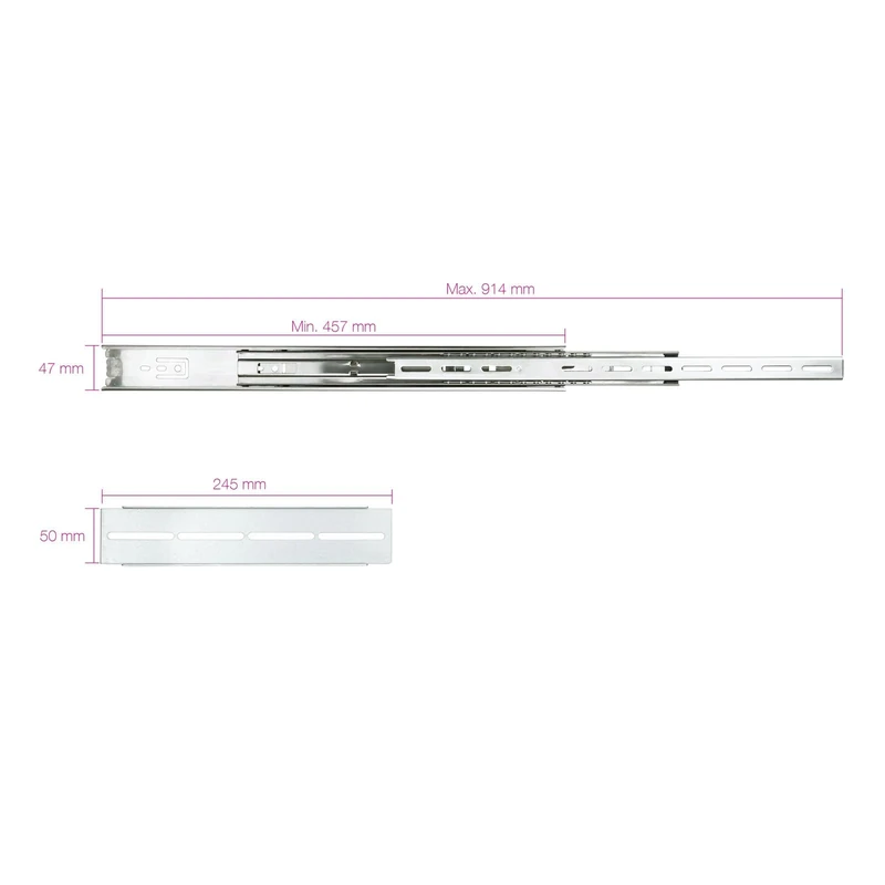 Adjustable Telescopic Rails for 19 inch Rack Box, with an Extension Range of 457 to 914 mm, Provide Easy Installation and Maintenance with Their Slide-Out and Sturdy Design.