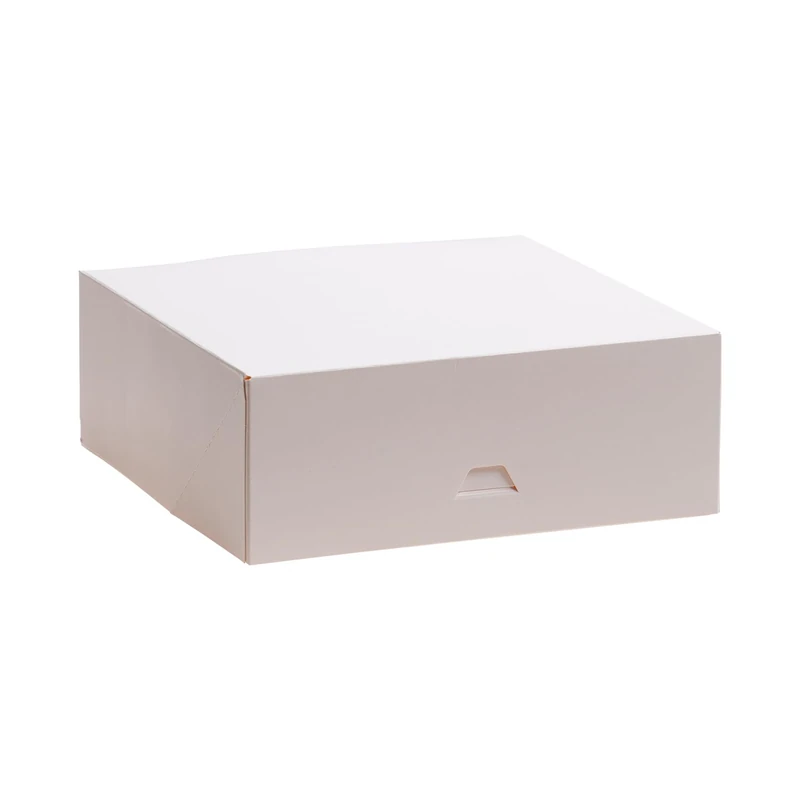 dekora - Cake Boxes 25x25x8 cm - Sturdy Pastry Boxes - Easy to Assemble and Reusable - Eco-Friendly Cardboard Made from Vegetable Fibre - Pack of 50 Boxes - White Colour