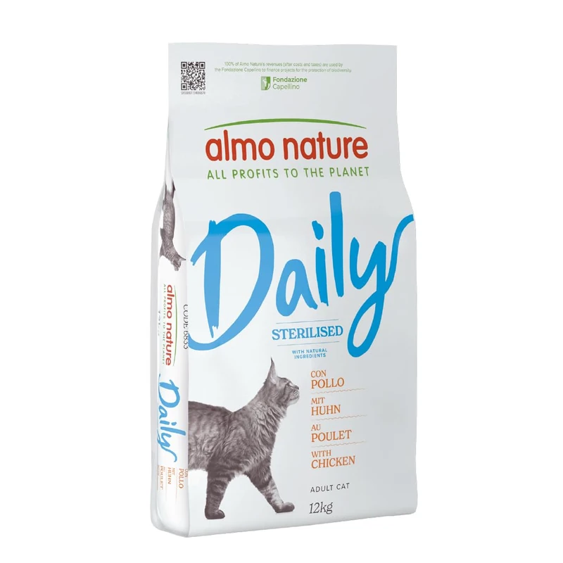 Almo Nature Daily Sterilised - Dry Cat Food for Sterilised Cats - Chicken - Bag 12 kg