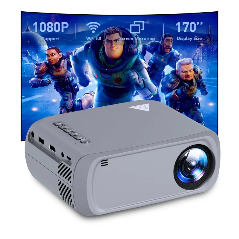 Mini Projector, Upgraded Bluetooth Projector Supported, Mini Projector for iOS, Outdoor and Indoor Movie Projector, Compatible with HDMI/USB/Smartphone/TV Box/Laptop