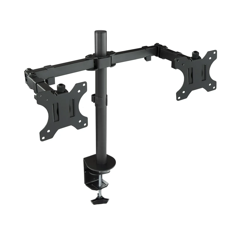 Swivel and Tilt Screen Table Stand with 2 Arms, Suitable for 13-32 inch Screens, Black