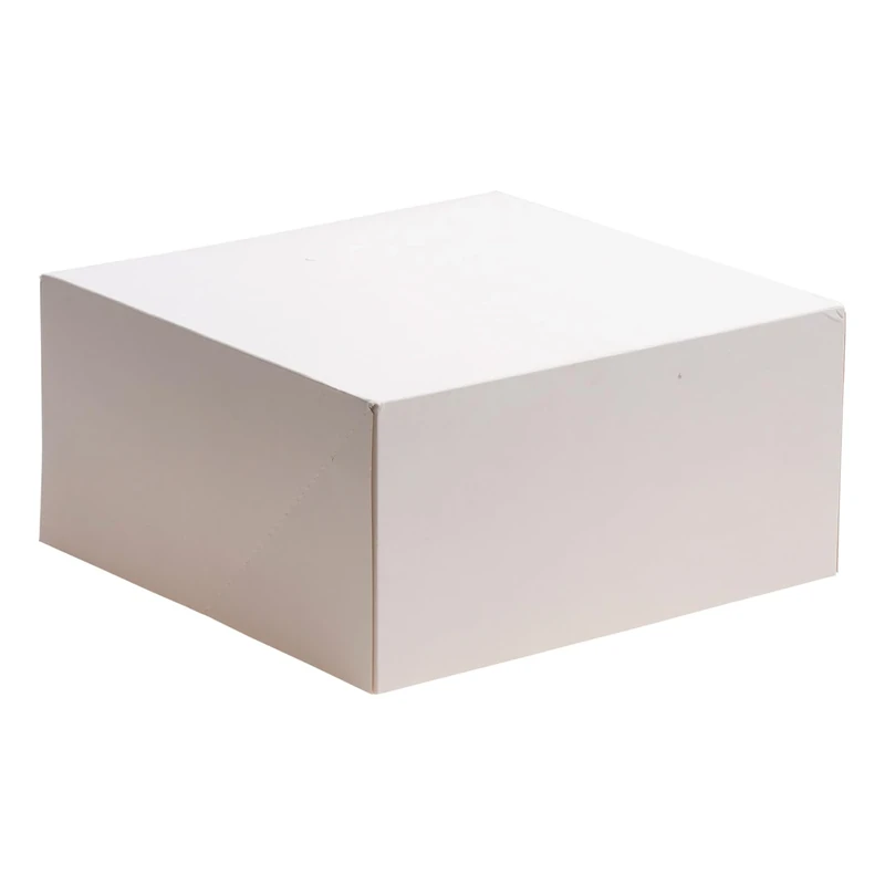 dekora - Cake Boxes 26x26x13 cm - Sturdy Pastry Boxes - Easy to Assemble and Reusable - Eco-Friendly Cardboard Made from Vegetable Fibre - Pack of 50 Boxes - White Colour
