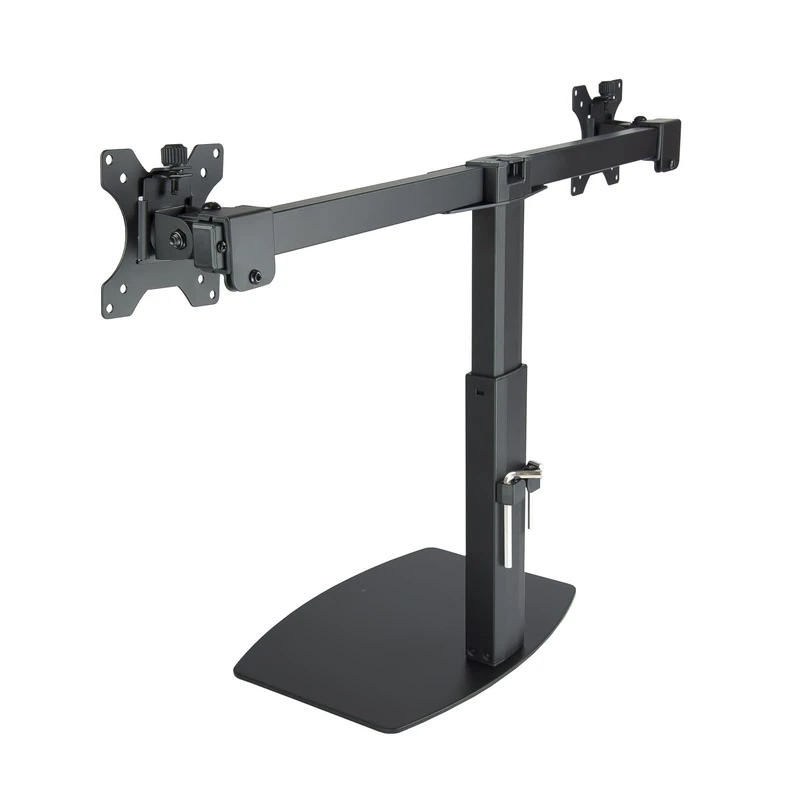 Swivel & Tilt Table Screen Stand with 2 Arms, Fits 17-27 inch Screens, Black - Image 1