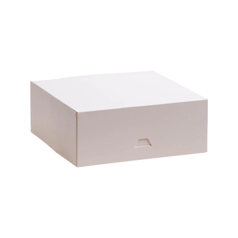 dekora - Cake Boxes 20x20x8 cm - Sturdy Pastry Boxes - Easy to Assemble and Reusable - Eco-Friendly Cardboard Made from Vegetable Fibre - Pack of 50 Boxes - White Colour