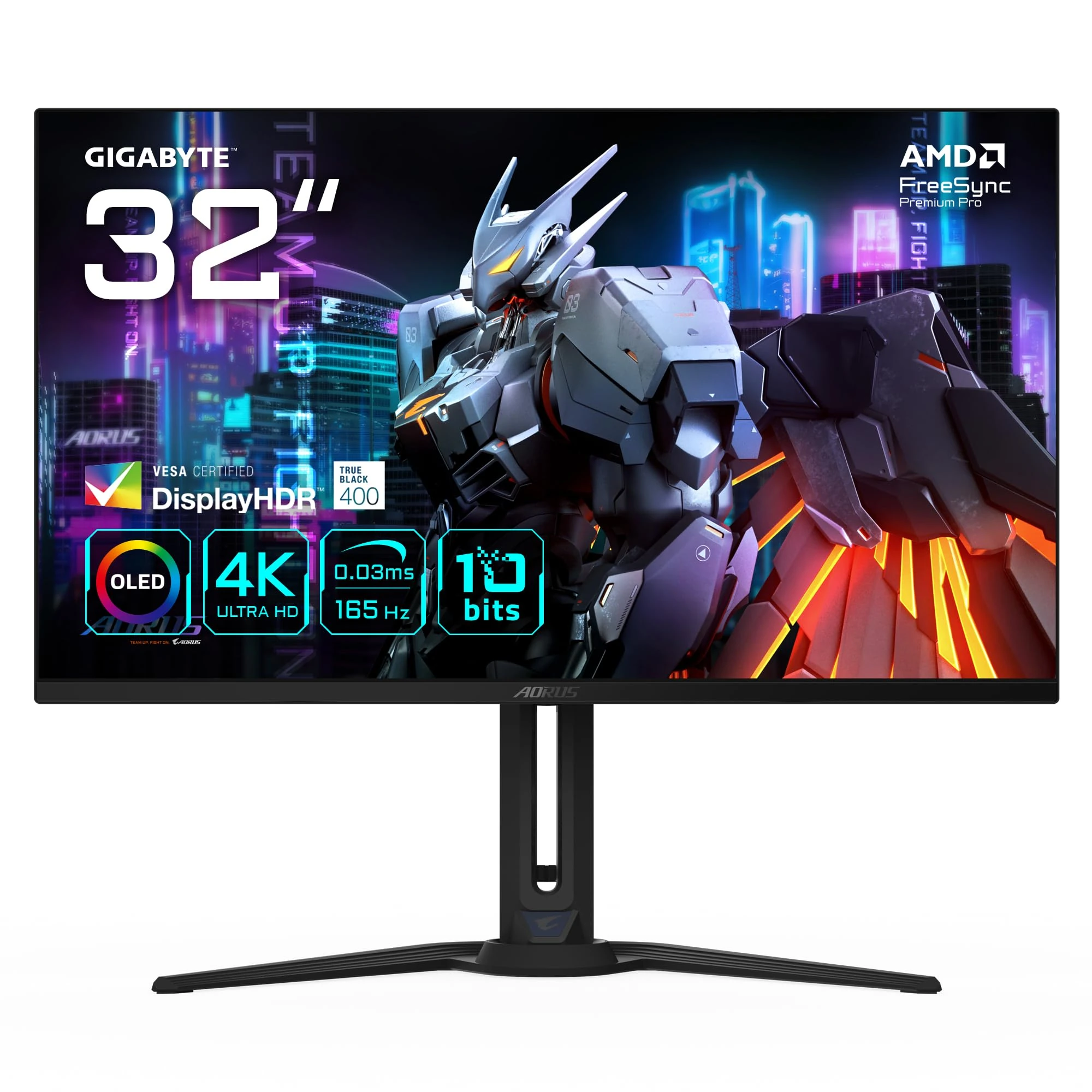Gigabyte AORUS FO32U 31.5" OLED 4K Ultra HD Gaming Monitor - 3840 x 2160(4K Ultra HD), 165Hz, 0.03ms, FreeSync Premium Pro, DisplayHDR 400 True Black, HDMI 2.1, DisplayPort 1.4