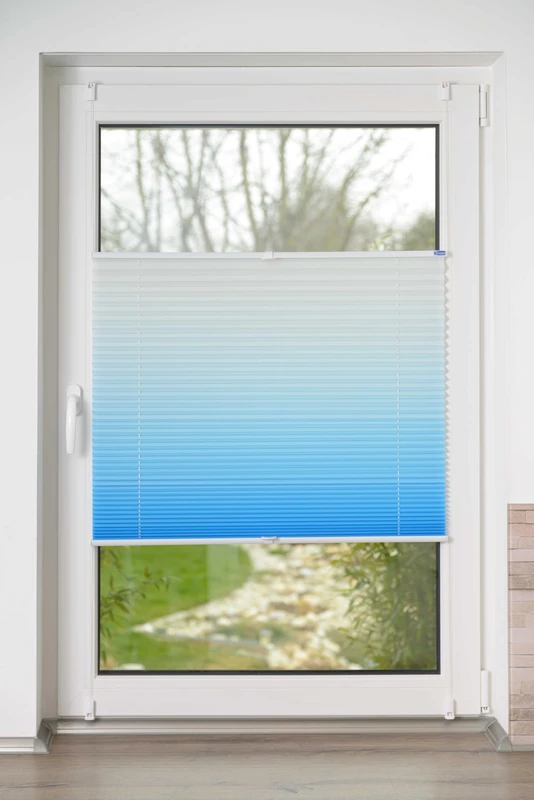 K-home Klemmfix Pleated Blind, Colour Gradient, Ice Blue, 95 cm x 210 cm (W x L)