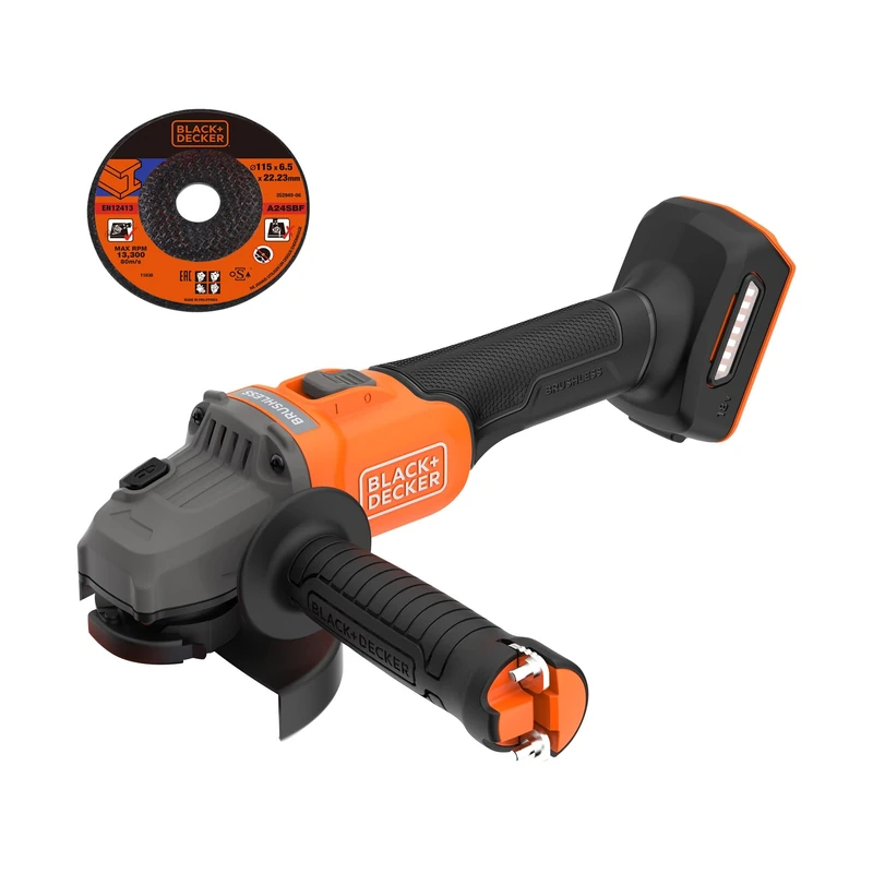 BLACK+DECKER 18V Brushless Cordless Grinder, 115cm, Bare, BCG6L8N-XJ