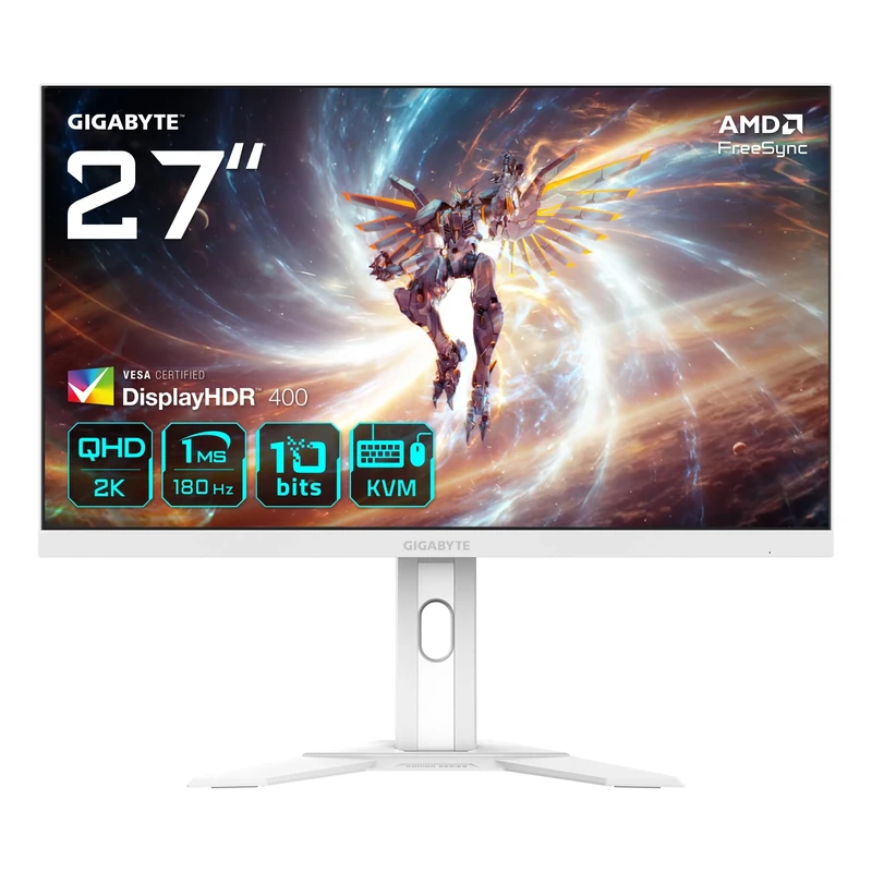 Gigabyte M27QA ICE EK 27" LED Quad HD Gaming Monitor - 2560 x 1440(Quad HD), 180Hz, 1ms, FreeSync, DisplayHDR 400, HDMI 2.1, DisplayPort 1.4