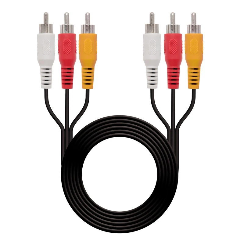 Audio and video cable with 3xRCA male to 3xRCA male connectors, offers a length of 30 meters, ideal for long distance connections in home entertainment systems or presentations