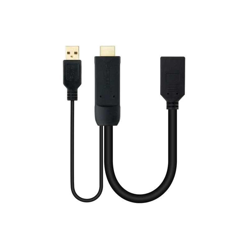 Blendend 8" HDMI to DisplayPort adapter in sophisticated black. Perfect for gamers and professionals, ensures transmission. Enjoy an unparalleled visual experience with this device - Image 1