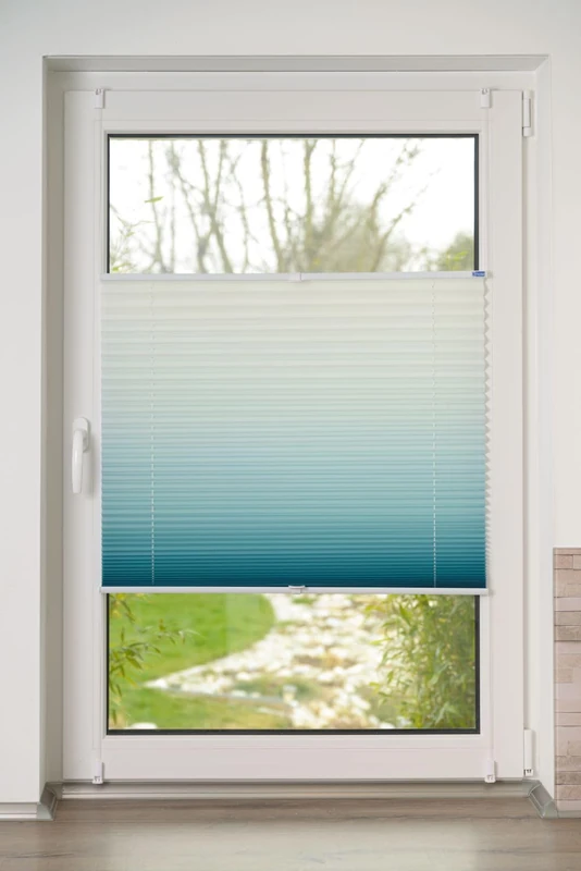 K-home Klemmfix Pleated Blind, Colour Gradient, Petrol, 95 cm x 210 cm (W x L)
