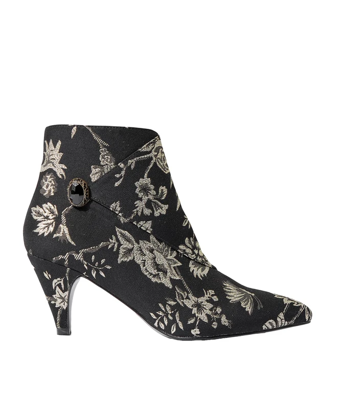 Joe Browns Women's Wrap Front Floral Jacquard Boots with Jewel Button Trim, Standard Fit, Gold/Black, UK 6 - Image 1