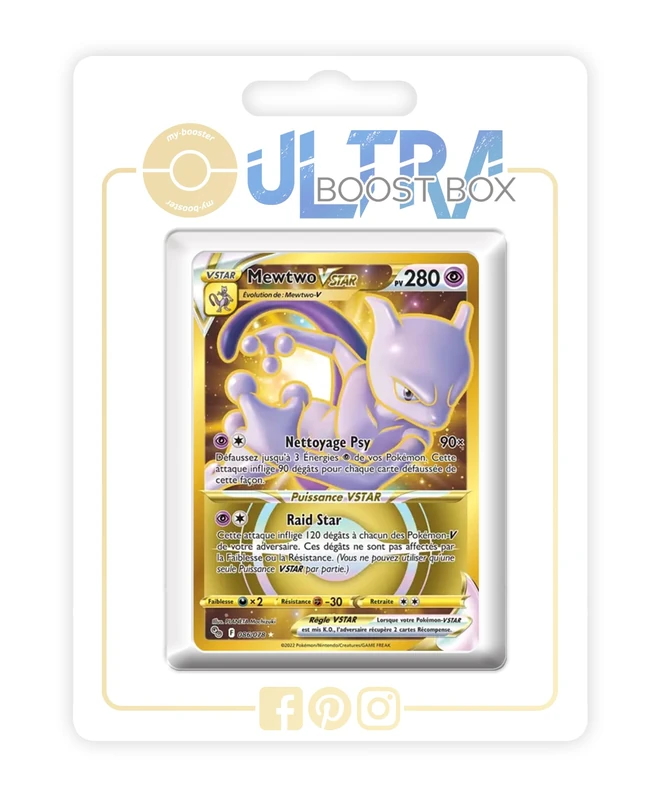Mewtwo VSTAR 086/078 Shiny Gold - my-booster X Épée et Bouclier 10.5 Pokémon GO - Box of 10 Pokemon French Cards