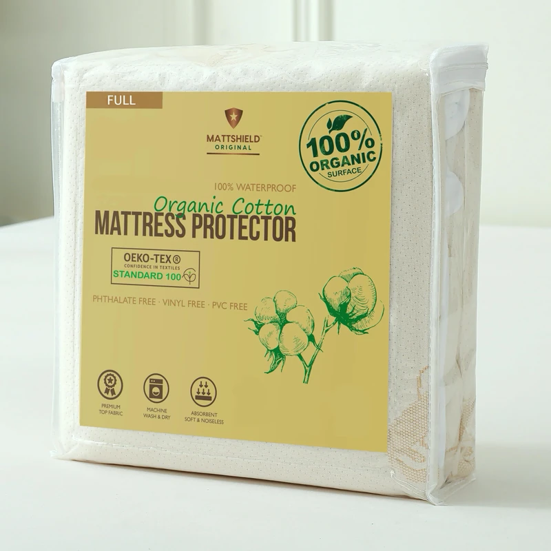 Deluxe Waterproof Organic Mattress Protector Full - Certified Organic Cotton Breathable Mattress Pad Cover - 280 GSM Comfort - Jersey Cotton Skirt - Fitted Comfort