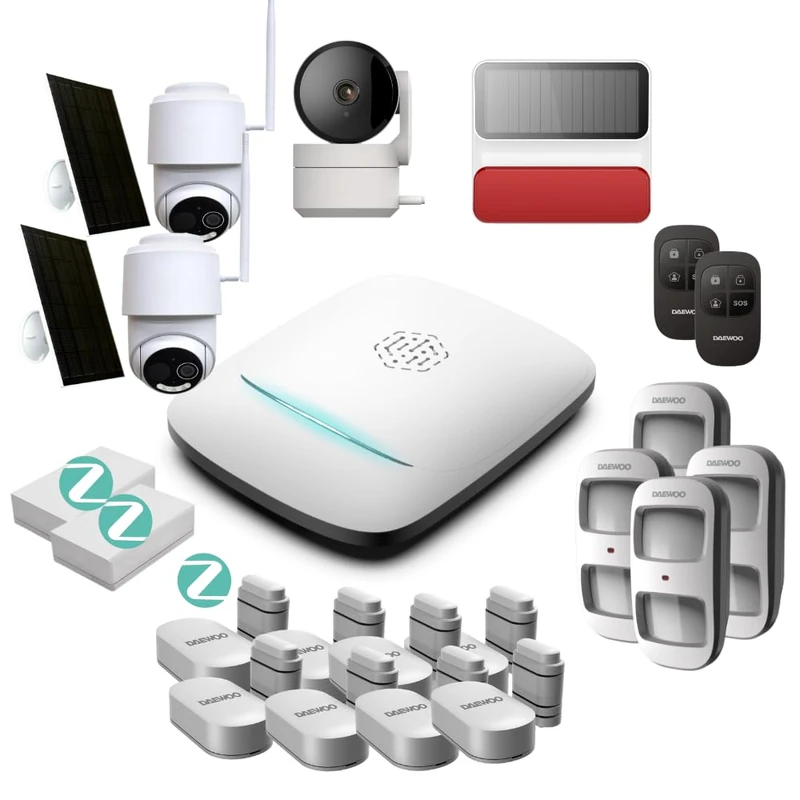 PA543Z Alarm Pack - WiFi & Zigbee Alarm System, Animal Friendly, Remote Control, 8 Door Switches, 2 Vibration Detectors, 4 Motion Detectors, Outdoor Siren, 3 Cameras