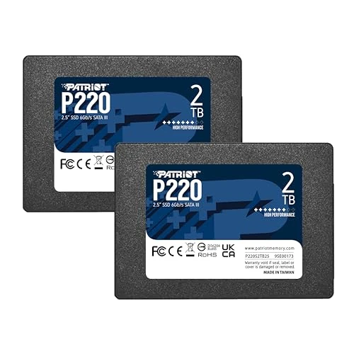 Patriot Memory P220 2TB Internal SSD 2 Pack - SATA 3 2.5" - Solid State Drive - P220S2TB252B