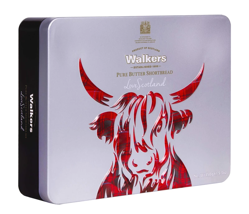 Walker's Shortbread Biscuits Gift Tin – Highland Coo Keepsake Icon, Traditional Pure Butter Scottish Recipe – 150g (Pack of 12)