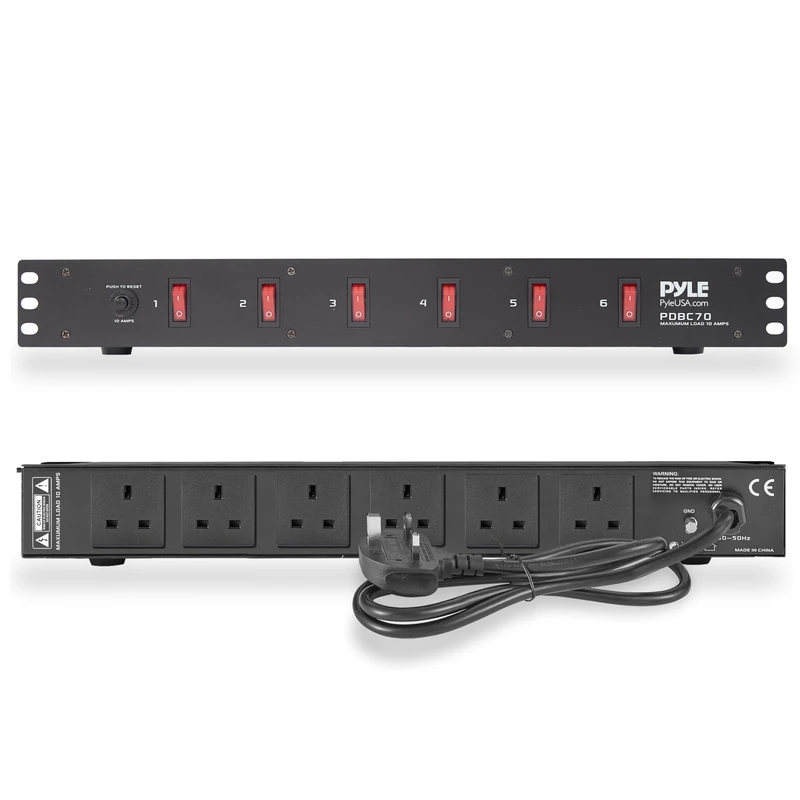 Pyle PDU Strip Surge Protector - 150 Joules, 9 Outputs Surge Protection Strip, Heavy Duty Electric Extension Cord Strip, 1U Rack Mount Protection Strip Output, 9 For Switches