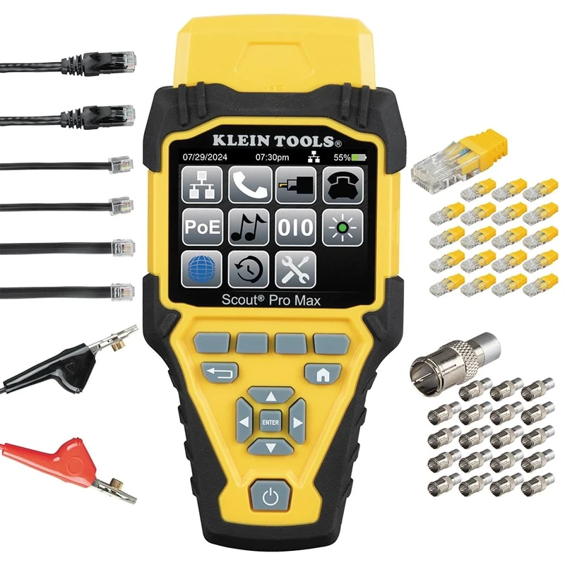 Klein Tools VDV501-770 Cable Tester Set, Scout Pro Max Ethernet, Coax/Video, Phone, (RJ11/RJ12/RJ45) F-Connector Cables, Test-n-Map Remotes